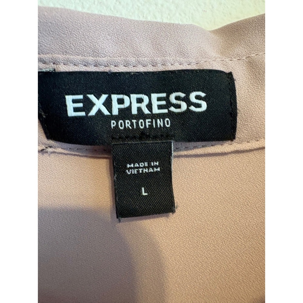 Express Portofino Shirt Womens Lg‎ Dusty Rose Pink Long Sleeve Button Up Blouse - Picture 3 of 6